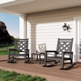 thumbnail image 4 of Bingirl Outdoor Rocking Chair - HDPE Plastic Patio Rocker Chair for Porch, Deck, Lawn, Garden - Black (Grid back panel), 4 of 7