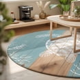 thumbnail image 3 of Small Round Rug 3Ft, Coastal Sea Turtle Non-Slip Washable Circle Rugs Carpet, Summer Coral Ocean Vintage Wood Indoor Outdoor Rug Floor Mats Throw Runner for Bedroom Living Room Bathroom, 3 of 8