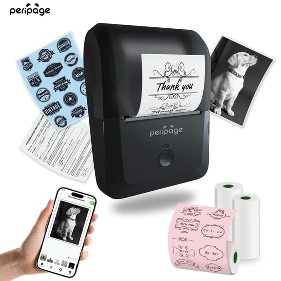 PeriPage PB20 Label Printer, Bluetooth & Wireless, Suitable for Students and Office