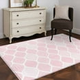 thumbnail image 3 of 3'x5' Rug for Living Room Bedroom, Pink Geometric Washable Area Rugs Non-Slip Carpet Mats, Morocco Modern Simple Abstract Aesthetic Indoor Low Pile Area Rug Runner for Kitchen, Mudroom, 3 of 8