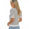 thumbnail image 2 of Gingprous Womens Puff Short Sleeve Striped Knit Top Casual Crewneck Blouse for Spring Summer, 2 of 8