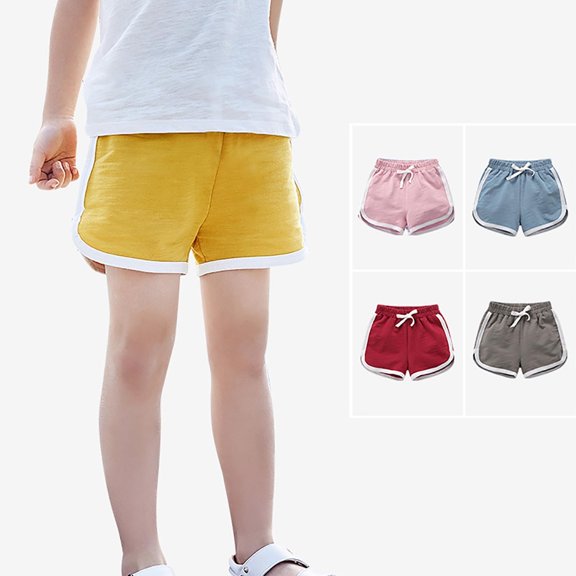 Crunowin Boys Beach Summer Shorts Lightweight Cotton Sporty Quick-Dry Outdoor Shorts Yellow Size 5T