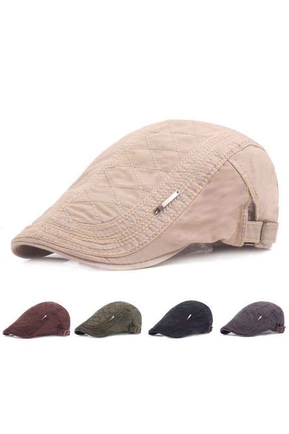 Vintage Unisex Twill Cotton Flat Peaked Cap Adjustable Newsboy Hunting Beret Hat Army Green