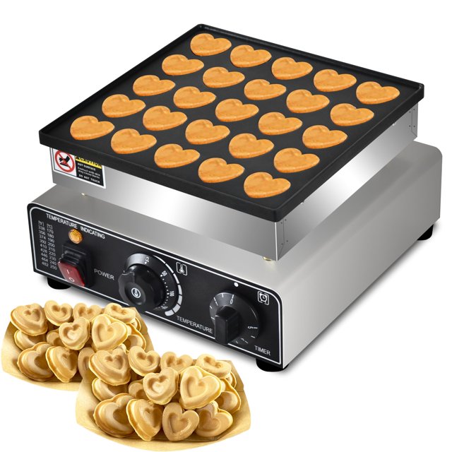 Mini Dutch Pancake Maker, Heart-Shaped Dutch Pancake Machine,25PCs 950W Mini Pancake Maker, 110V Proffertjes Muffin Waffle Maker for Kitchen B