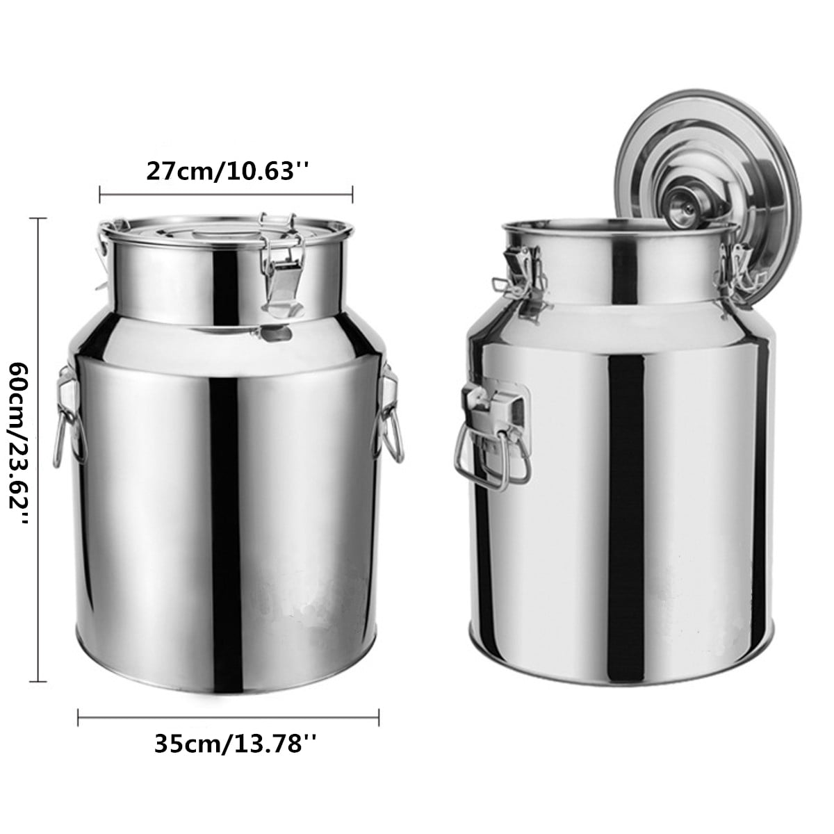 20L Milk Can Wine Pail Bucket Tote Jug Stainless Steel  Oil Barrel Tea Canister