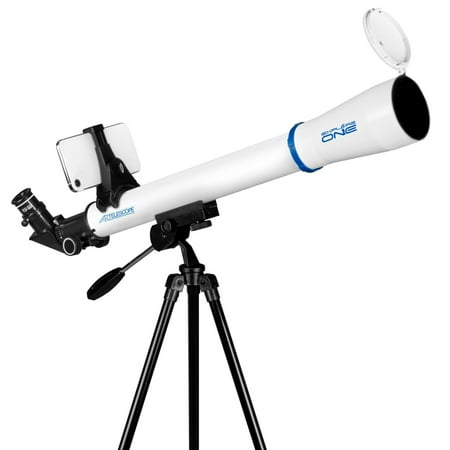 Explore One - 50mm Refractor Telescope with Panhandle Mount and Astronomy App - White