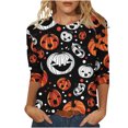 thumbnail image 2 of Puntoco Camiseta Suelta con Estampado de Moda para Mujer Camisa de Manga de Siete Puntos Camiseta Informal con Cuello Redondo Puntoco Puntoco-2894, 2 of 4