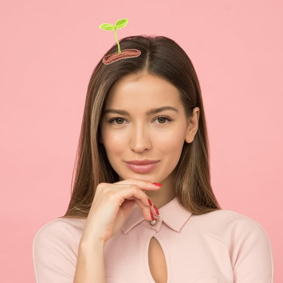 MIPCASE 4Pcs Bean Sprout Hair Clips Woven Light Green Hair Clip for Birthday and Theme Parties