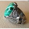 thumbnail image 4 of Malachite Mans Ring, Natural Green Malachite, Eagle Claw, Silver Jewelry, 925 Silver Ring, Birthday Gift, Heavy Mens Ring, Arabic Design, Ottoman Style Ring, Christmas, Turkey Mens Signet Ring, 4 of 6