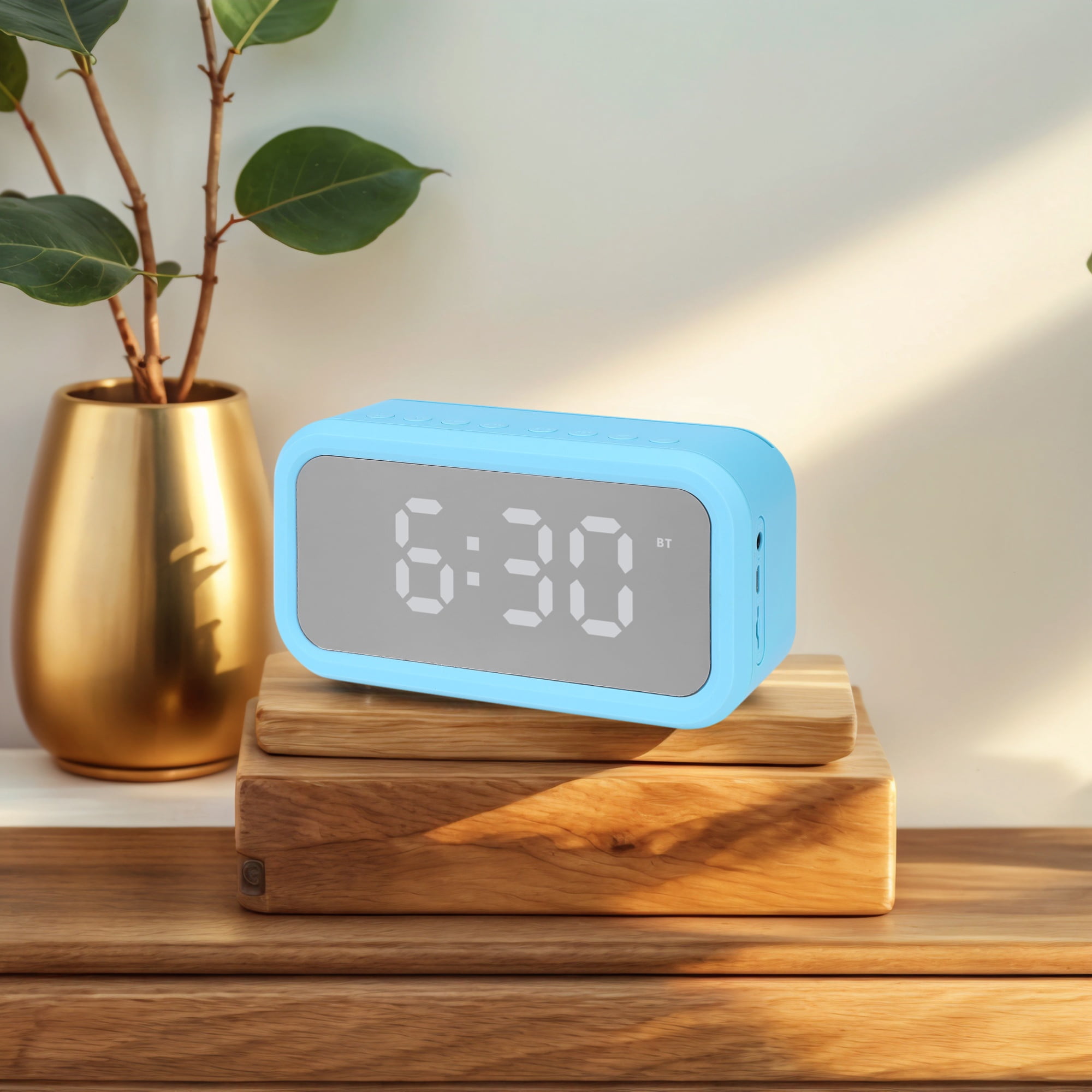 Unique Bargains 2 Pcs Small Dual Digital Alarm Clock for Bedroom Blue