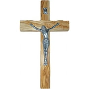 10 Inch Olive Wood Crucifix Pewter Corpus