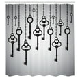 thumbnail image 3 of Ambesonne Grey Black Shower Curtain, Shadow of Old Keys, 69"Wx75"L, Pale Grey Black, 3 of 5