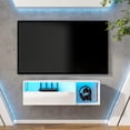 thumbnail image 4 of Soges Meuble Télé Flottant avec DEL, Meuble Télé Mural avec 20 Lumières DEL de Couleur, Centre de Divertissement Flottant avec Rangement, Blanc Moderne, 40 Pouces, 4 of 10