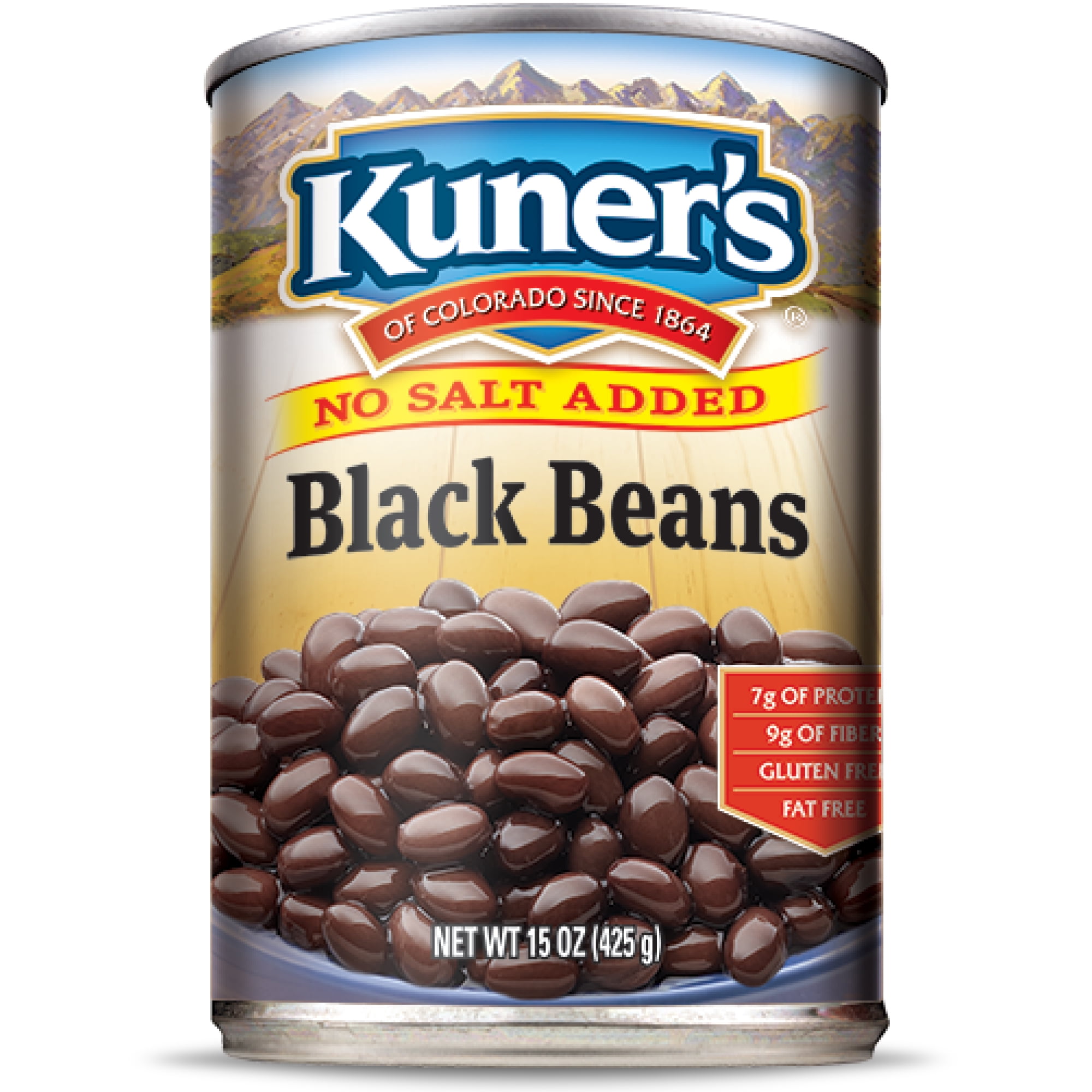 (12 Pack) Kuner's - Canned Black Beans, No Salt Added, 15 Ounce Can, New