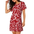 thumbnail image 2 of Gukieu Question Marks1 Print Women's Nightgown, A-line Round Neck Short-sleeved Nightgown Pajamas Home Wear Suitable for Home and Outing, 2 of 6