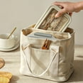 thumbnail image 6 of Muka Small Canvas Tote Bag with Lobster Clasp, Multi-Pocket Cotton Tote Bag-Black, 6 of 8