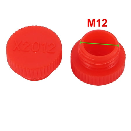 - 10Pcs M12 x 1.5mm PE External Threaded Tube Insert Cap Screw-in Cover Red