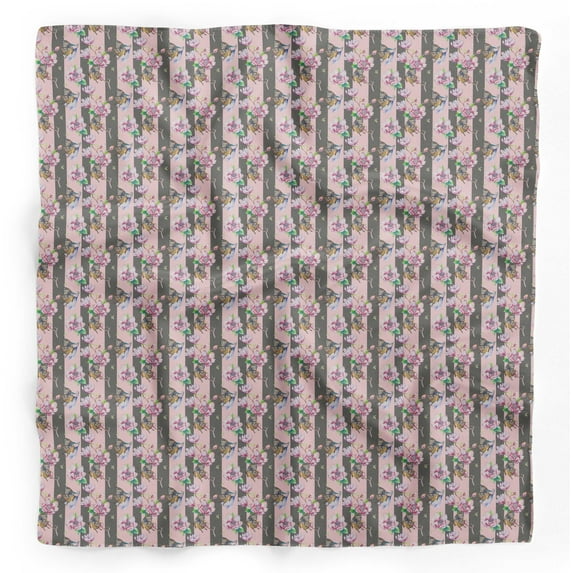 Bimba Gray Magnolia & Pure Silk Printed Head Bandanas Summer Neck Wrap Scarf 40 x 80 Inches