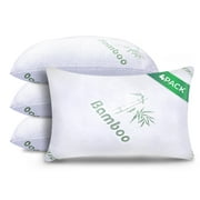 Sleepavo Memory Foam Pillows Queen Size Set of 4 - Cooling Bed Pillows for Sleeping - Back, Stomach, Side Sleeper Firm Pillow - Comfy Cool Shredded Memory Foam 4 Pack Queen Rayon Derived from Bamboo