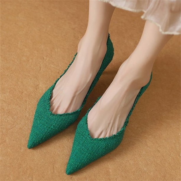 Boda primavera y verano zapatos de mujer moda boca baja Sexy tacones altos puntiagudos sin espalda elegantes tacones de aguja para mujeres 34 Gao Jinjia LED