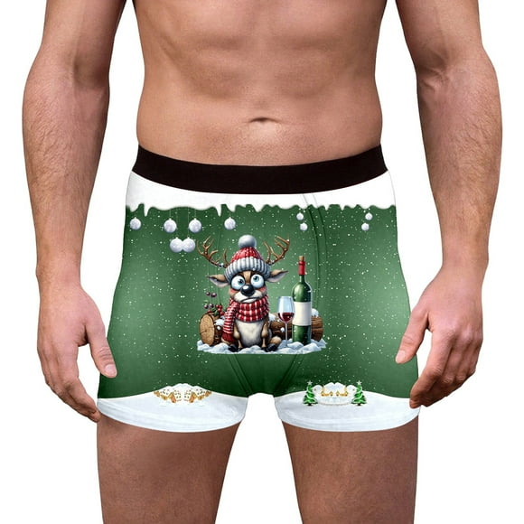 Mens Long Underwear Muffler Underwear Short Leg Briefs Men Men Longer Briefs Extra Festive Reindeer Print Soft Breathable Blend Comfortable Fit Holiday Themed Ideal For Purple M