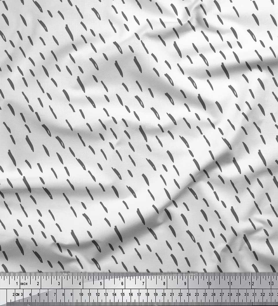 Soimoi White Rayon Fabric Brush Stroke Abstract Print Fabric by the Yard 56 Inch Wide