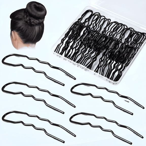 TUWAFE 50Pcs 3 Inches U Shaped Hair Pins Ballet Bobby Curved Women Girls Thick Thin