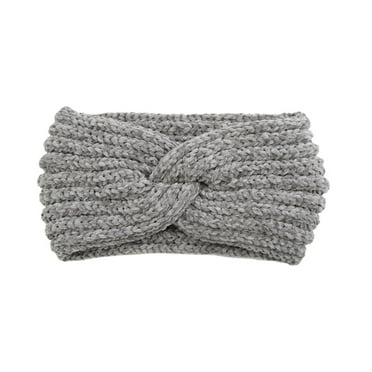 HOMEMAXS Grey Knitted Headband Hair Wrap Woolen Yarn Exercise Band for Women Girls 2pcs