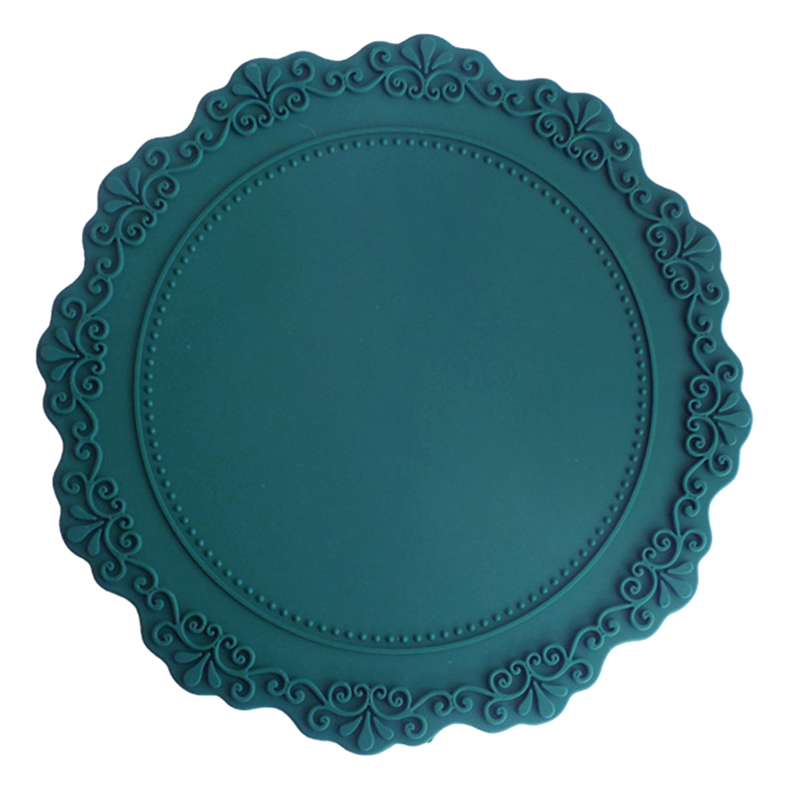 Retro Embossed Round Silicone Dining Mat Waterproof, Oilproof, Anti