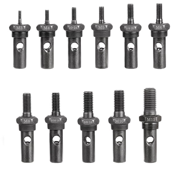 WETOLS 11Pcs Rivet Nut Tool Replacement Mandrels of WE882/WE889, Rivet Nut Tool Accessories Set M3 M4 M5 M6 M8 M10 M12, 10-24, 1/4-20, 5/16-18, 3/8-16 Rivet Nut Tool Spare Parts