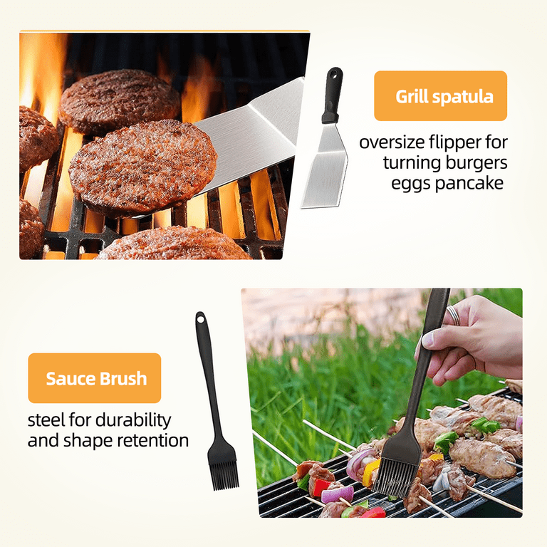 Etepehi Grill Accessories, Stainless Steel Grip Barbecue Accessories for Outdoor Camping, Flat Top Griddle Accessories Kit with Spatula, Basting Cover