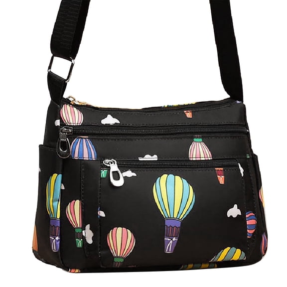 Jierger New Women's Casual Nylon Cloth Zipper Crossbody Fashion Versatile One Shoulder Small Flower Bag for Women Shoulder Purses and Handbags for Men Women Outdoor Travel Work