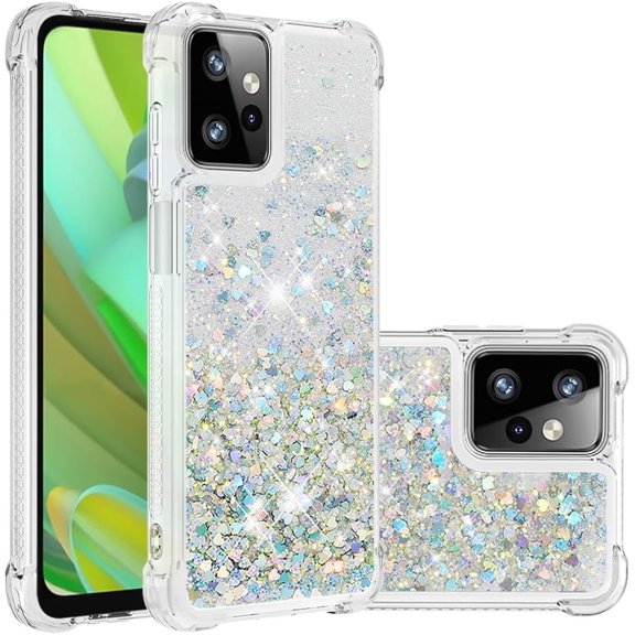 Case for Motorola Moto G Power 5G 2023 Case Glitter Cute Luxury Love Liquid Quicksand Clear Soft TPU Girls Women Stylish Bumper Shockproof Protective Cover for Moto G Power 5G 2023 Sliver YB