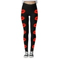 thumbnail image 3 of Fsqjgq Valentine's Day Leggings for Women Fashion Plaid Love Heart Printed Yoga Pants Stretchy Tights Running Workout Leggings S, 3 of 4