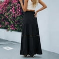 thumbnail image 7 of Boho Skirts for Women High Waist Flowy A Line Midi Casual Summer Skirt with Pockets Elastic Waistband Black L, 7 of 7