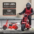 thumbnail image 6 of 99cc 4-Stroke Gas Powered Mini Bike for Teens Ages 13+, Up to 28 MPH, Pull Start, Automatic Clutch, Rear Disc Brake, 145/70-6 Street Tires, 220 lb Capacity, 6 of 8