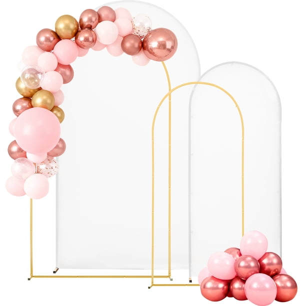 Soporte para fondo de arco VEVOR, juego de 2, 2,2 m y 1,8 m, estructura estable, fácil montaje, soporte de arco de metal dorado con cubierta para decoración de bodas, fiestas de cumpleaños