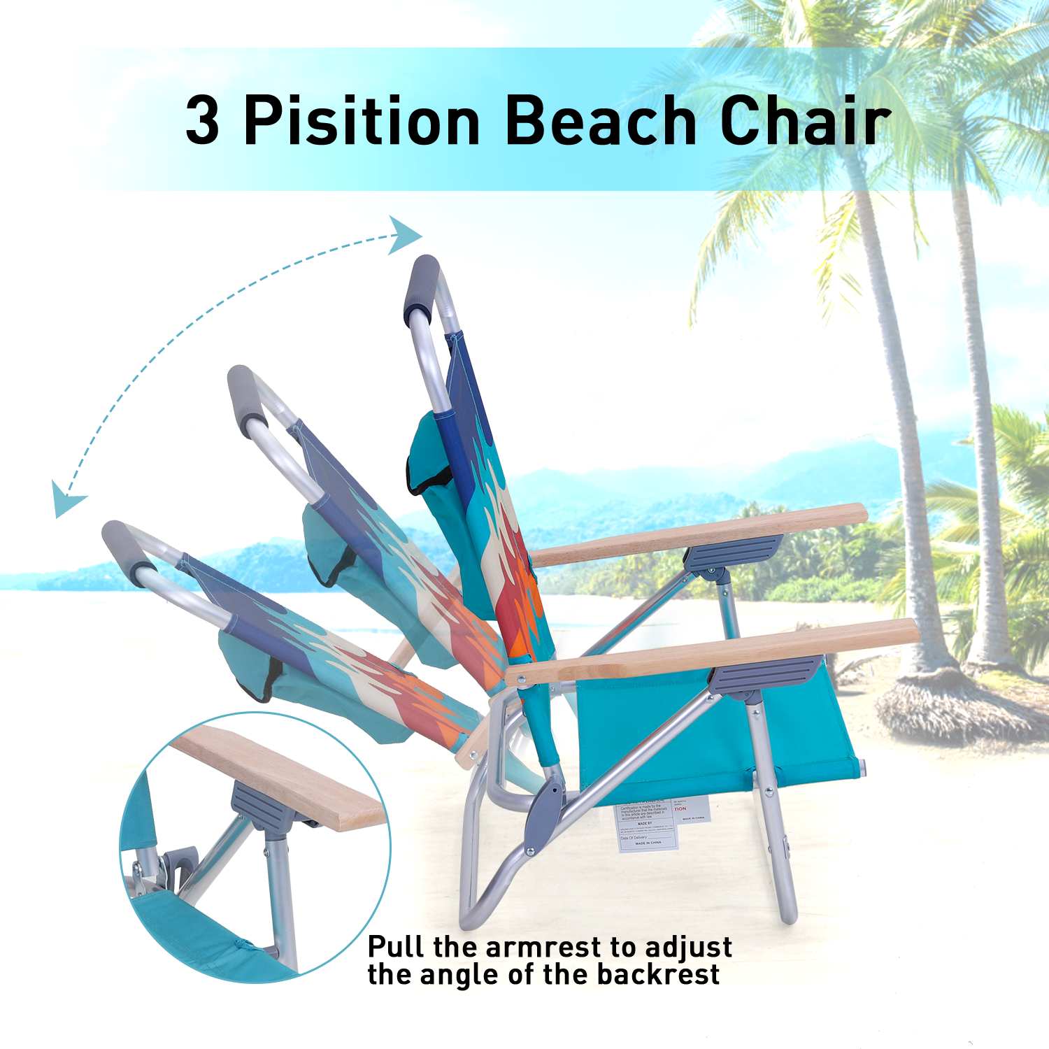 MF Studio Set of 2 Beach Chair  Backpack Aluminum Chair with 3 Position - image 3 of 8