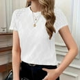 thumbnail image 4 of JGGSPWM Women Eyelet Embroidered Hollow Out Casual Scoop Neck Short Sleeve Tops Blouses White L, 4 of 8