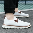 thumbnail image 2 of Gpaecead Men Hollow Lace Up Loafers Mesh Breathable Soft Sole Slip On Casual Lightweight Shoes For Daily Walk, White, 2 of 4