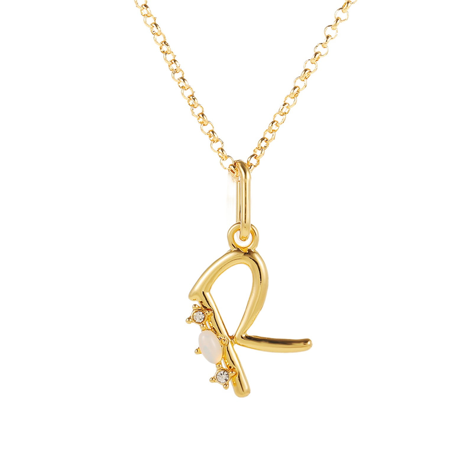 Details about 14K Gold & Sterling Silver Crystals Letter Initial Name Charm Pendant Necklace Details about 14K Gold & Sterling Silver Crystals Letter Initial Name Charm Pendant Necklace