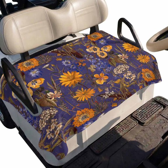 Golf Cart Seat Cover Orange Wildflowers Club Car Golf Cart Seat Covers Soft Absorbent Golfcart Towel Blanket BPurple Spring Floral Golf Seat Covers for Cart Decor Fits 2 & 4 Passenger 51"x31"