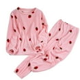 thumbnail image 2 of Womens Pajama Sets Cute Strawberry Long Sleeve Pjs with Jogger Pants 2 Piece Soft Plush Sleepwear Lounge Sets for Young Women, 2 of 6