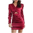 thumbnail image 1 of Qiopertar Robe Décontractée Mode pour Femmes Col Rond Manches Longues Robe à une Épaule Longue Robe en Solde à Moins de 5$ en Solde Offres d'Accès Anticipé, 1 of 7