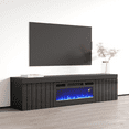 thumbnail image 5 of Knoxville BL-EF Floating Fireplace TV Stand for TVs up to 80", Modern High Gloss 71" Entertainment Center, Wall Mounted Electric Fireplace TV Media Console with Storage Cabinets, 5 of 9
