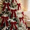 thumbnail image 4 of LOWLHOME Christmas Bow Ornament Set With Pearl Chain DIY Holiday Hanging Decor Kit For Xmas Tree Party Decoration, 4 of 7