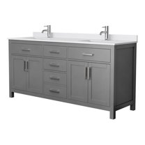 Wyndham Collection Beckett 72" Wood Double Bathroom Vanity in Gray/Nickel