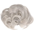 thumbnail image 1 of Extensiones de cabello sintético con cola de caballo para mujer, con moño, elástico y ondulado (gris), 1 of 8