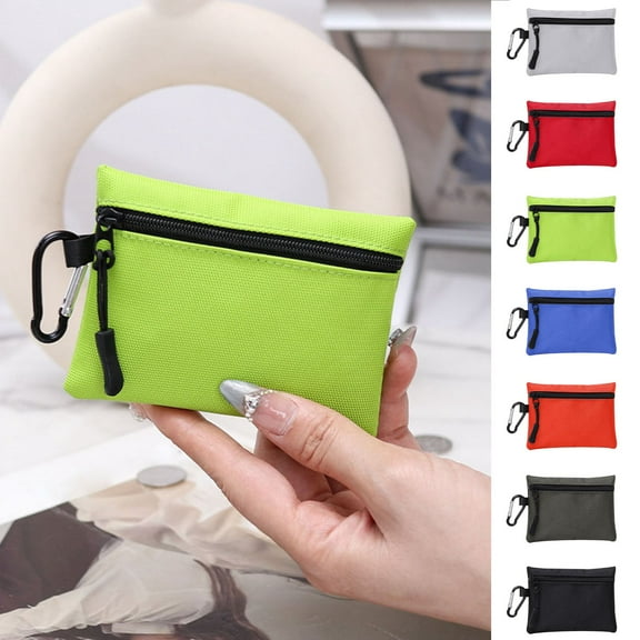 Mini Wallet Keychain Compact Card Holder Purse for Men & Women with Key Ring Lightweight Small RFID Blocking Change Pouch for Cash, Cards & Coins (Green)