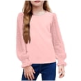 thumbnail image 2 of Penkiiy Chemises à Manches Longues Unies pour Filles Hauts Mignons Col Rond Blouses Décontractées Vêtements Col Rond 9 Ans Rose, 2 of 4